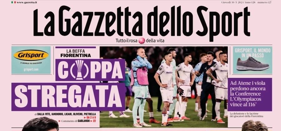 “Maledizione” per la Fiorentina nei titoli dei giornali italiani, gli spagnoli festeggiano